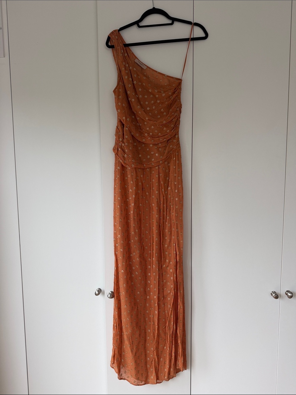 Twin-Set One-Shoulder Orange Printed Maxi Dress
